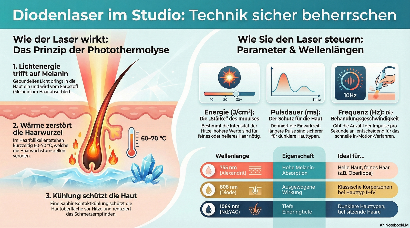 Diodenlaser Funktionsweise als Grafik der Photothermolyse im Haarfollikel